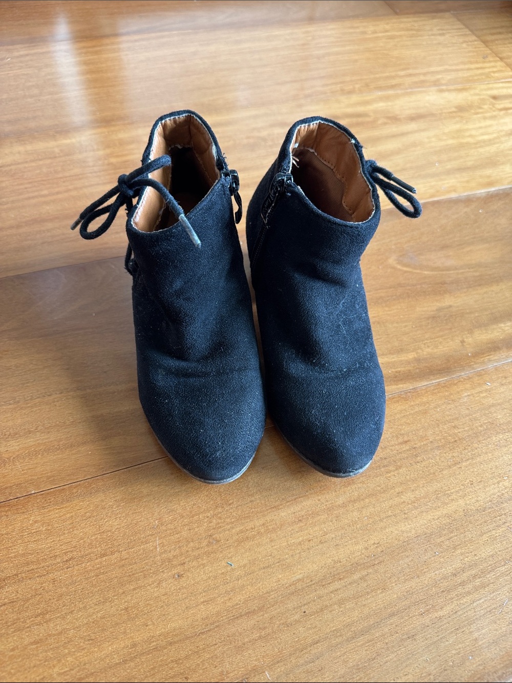 Kids Black Ankle Boots - Stylish Lace Detail